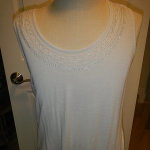 Clear beaded scoop neck tank